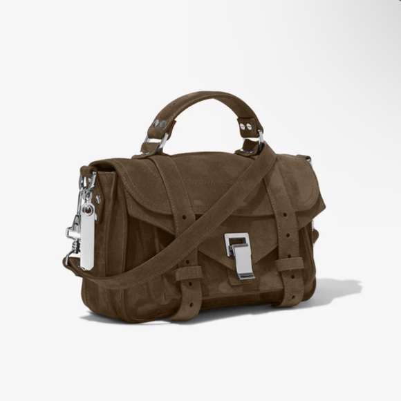 PROENZA SCHOULER PS1 Medium Suede Bag - Teak/Green - Like New + Amazing! - Picture 2 of 12